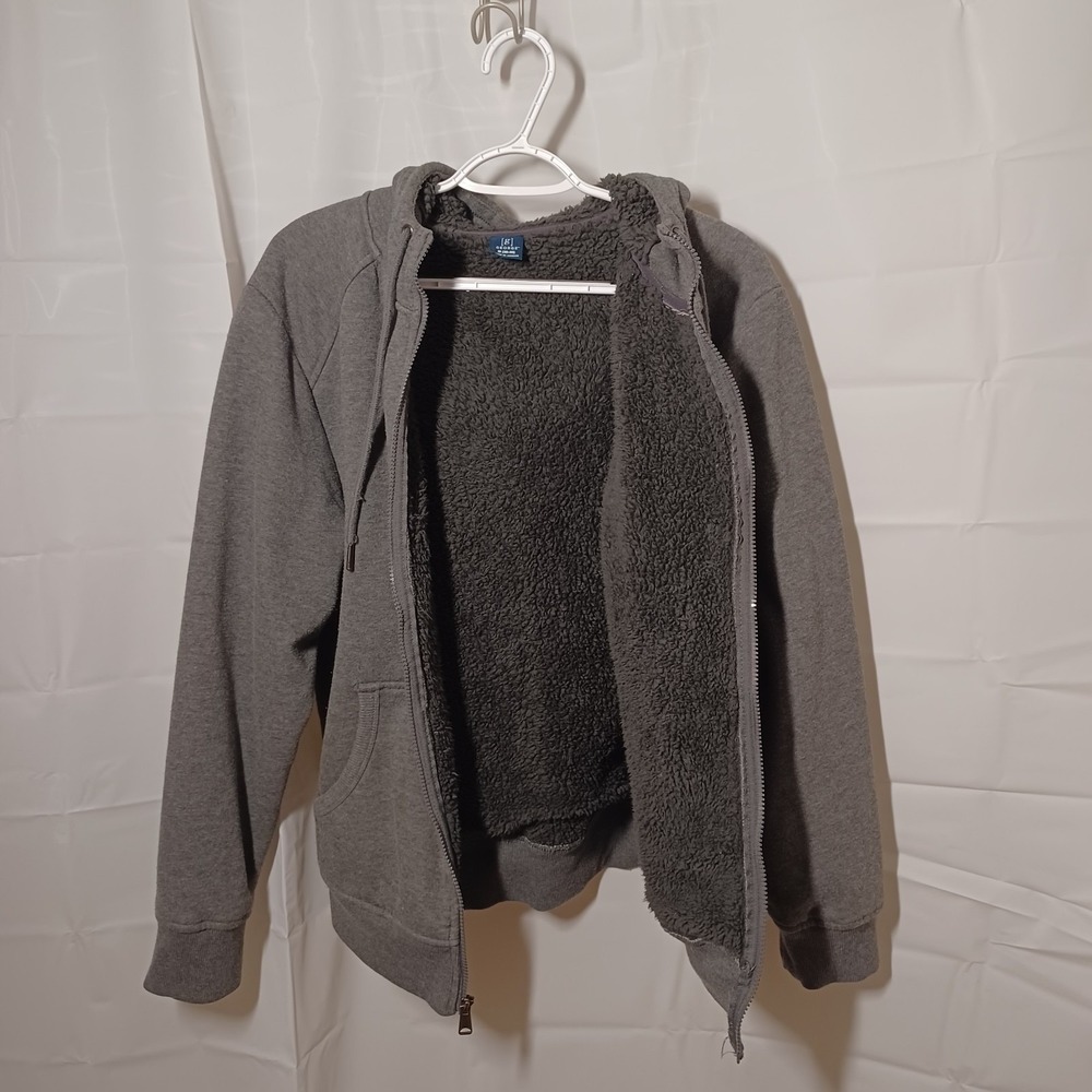 George Mens Charcoal Grey Sherpa Lined Full Zip Hoodie Jacket GM49501YD Medium